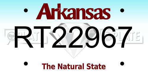 RT22967 Arkansas License Plate