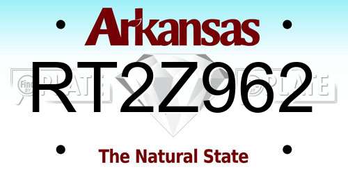 RT2Z962 Arkansas License Plate