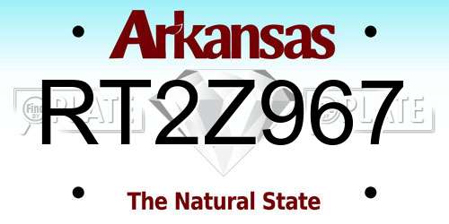 RT2Z967 Arkansas License Plate