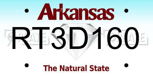 RT3D160 Arkansas License Plate
