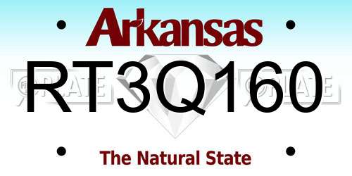 RT3Q160 Arkansas License Plate