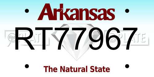 RT77967 Arkansas License Plate