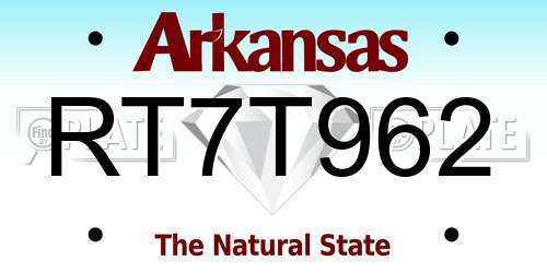 RT7T962 Arkansas License Plate