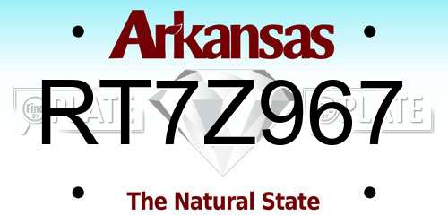 RT7Z967 Arkansas License Plate