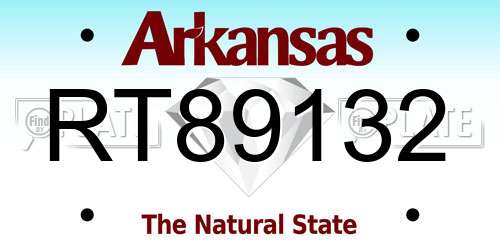 RT89132 Arkansas License Plate