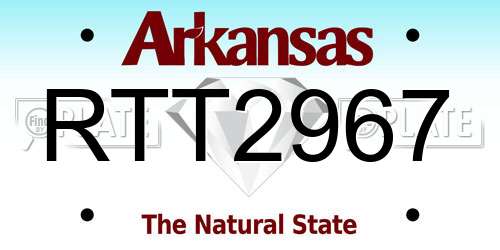 RTT2967 Arkansas License Plate