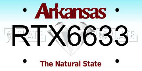 RTX6633 Arkansas License Plate
