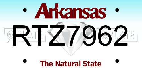 RTZ7962 Arkansas License Plate