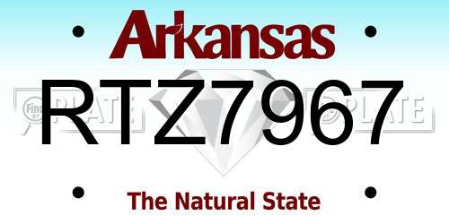 RTZ7967 Arkansas License Plate
