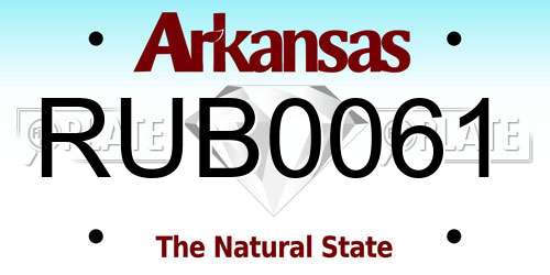 RUB0061 Arkansas License Plate
