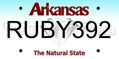 RUBY392 Arkansas License Plate