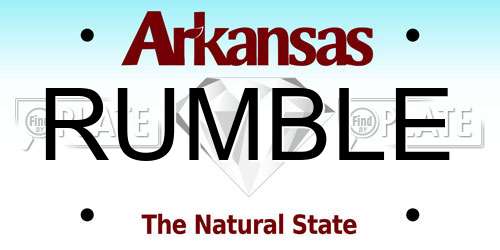 RUMBLE Arkansas License Plate