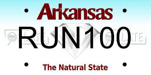 RUN100 Arkansas License Plate