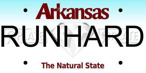 RUNHARD Arkansas License Plate
