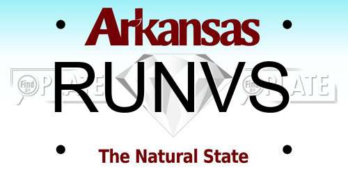 RUNVS Arkansas License Plate