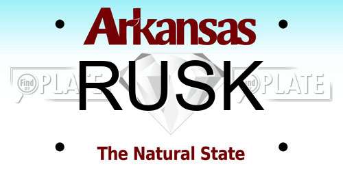 RUSK Arkansas License Plate