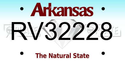 RV32228 Arkansas License Plate