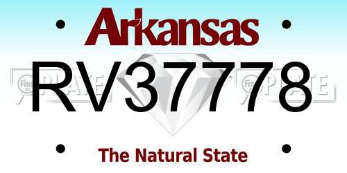 RV37778 Arkansas License Plate