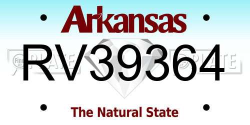 RV39364 Arkansas License Plate