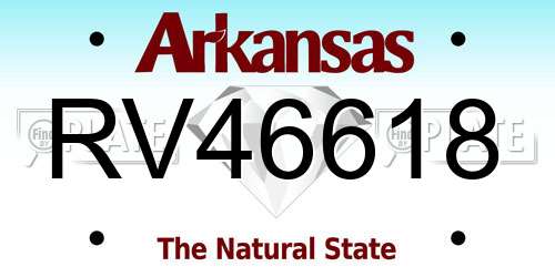 RV46618 Arkansas License Plate