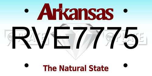 RVE7775 Arkansas License Plate