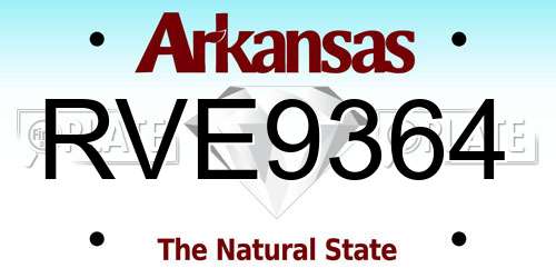 RVE9364 Arkansas License Plate