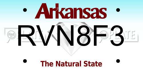 RVN8F3 Arkansas License Plate