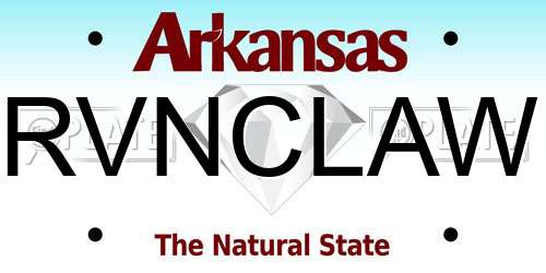 RVNCLAW Arkansas License Plate