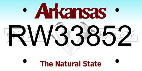 RW33852 Arkansas License Plate