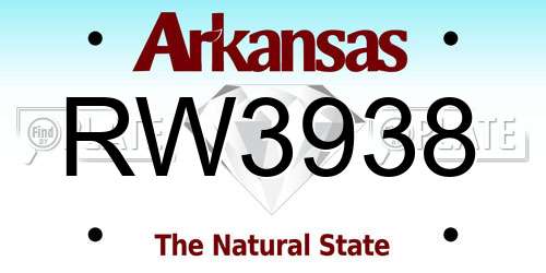 RW3938 Arkansas License Plate