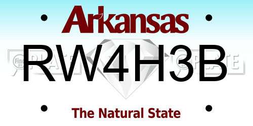 RW4H3B Arkansas License Plate