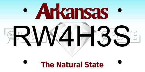 RW4H3S Arkansas License Plate