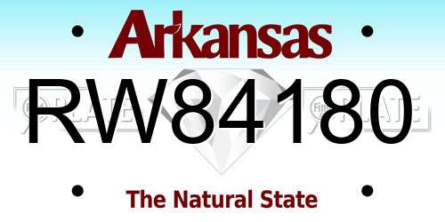 RW84180 Arkansas License Plate