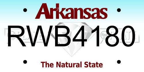 RWB4180 Arkansas License Plate