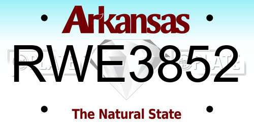 RWE3852 Arkansas License Plate