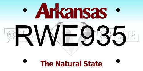 RWE935 Arkansas License Plate