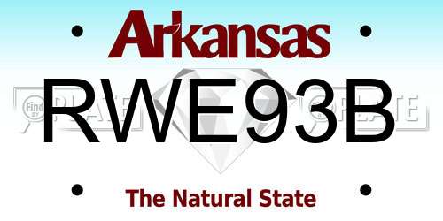 RWE93B Arkansas License Plate