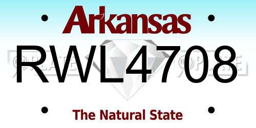RWL4708 Arkansas License Plate