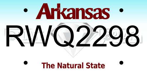 RWQ2298 Arkansas License Plate