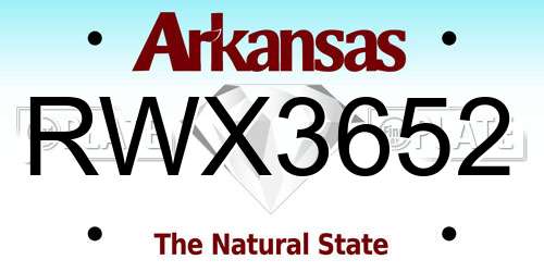 RWX3652 Arkansas License Plate