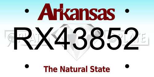 RX43852 Arkansas License Plate