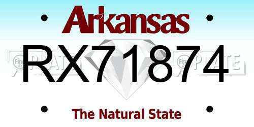RX71874 Arkansas License Plate