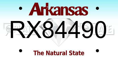 RX84490 Arkansas License Plate