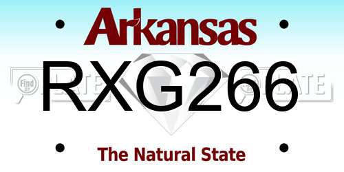 RXG266 Arkansas License Plate