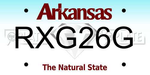 RXG26G Arkansas License Plate