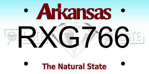 RXG766 Arkansas License Plate