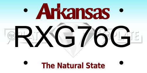 RXG76G Arkansas License Plate