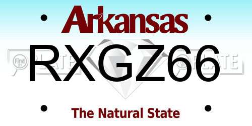 RXGZ66 Arkansas License Plate