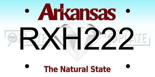 RXH222 Arkansas License Plate