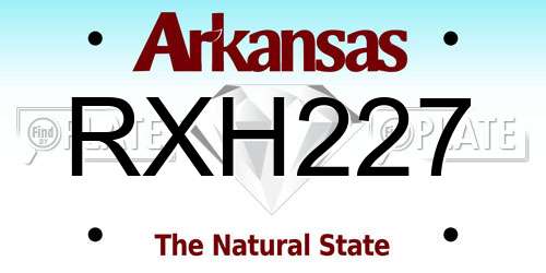 RXH227 Arkansas License Plate